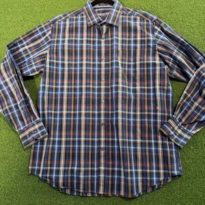 Bugatchi Uomo Men's Plaid Button Down Shirt Shaped Fit Long Sleeve Size XL